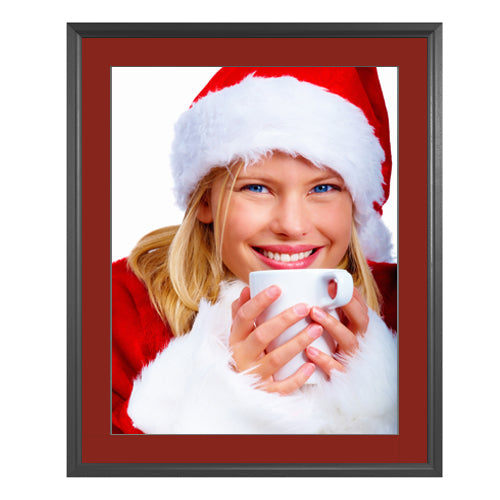 SLIDE-IN SIGN FRAME 24" x 24" (BLACK FRAME WITH CRANBERRY 2" WIDE MATBOARD)