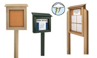 Cork Board Outdoor Message Centers (Single Door - Left Hinged) - SIZES SHOWN ARE VIEWABLE AREA