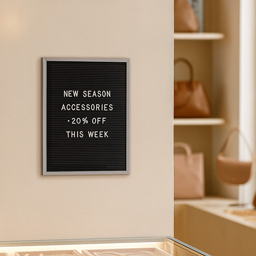 Open Face, Vinyl Letter Board 15x20 with Silver Aluminum Frame Trim and Five Vinyl Colors