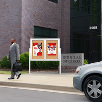 Freestanding 2 Door Outdoor Enclosed Bulletin Board 50x40 with Posts
