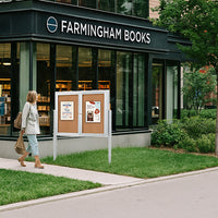 Freestanding 2 Door Outdoor Enclosed Bulletin Board 72x30 with Posts