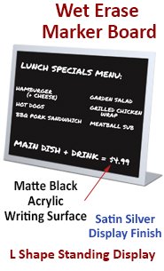 18x12 Countertop Marker Boards | L Shaped Black Board