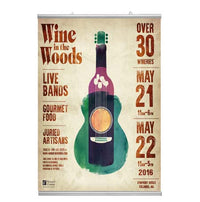 27" Wide Poster Bar Set Snap Frame Metal Rails Hanging Top and Bottom | Silver Frame Finish