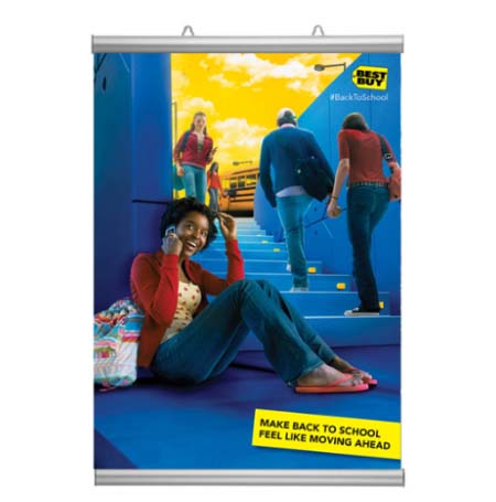 18" Wide Poster Bar Set Snap Frame Rails Hanging Top and Bottom | Silver Frame Finish