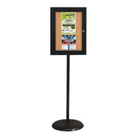 Indoor Enclosed Bulletin Board Floorstand 18 x 24 | Single Locking Door, Black