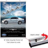 Wall Mount, Ceiling Mount, Fast Change 22" WIDE Snap Bar Set in a Silver Finish - Display at any length Graphic