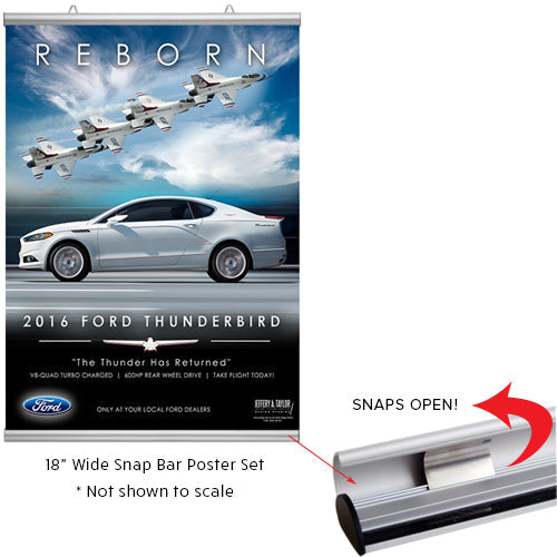 Wall Mount, Ceiling Mount, Fast Change 22" WIDE Snap Bar Set in a Silver Finish - Display at any length Graphic