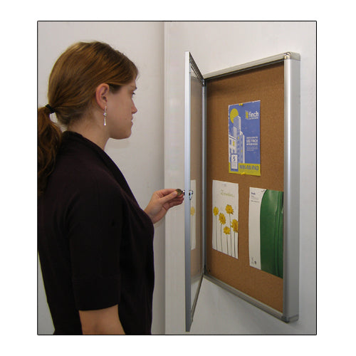 24 x 36 Indoor Enclosed Bulletin Board with Rounded Corners (Single Door)