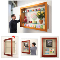 WIDE WOOD SHADOW BOX 24 x 48 WITH SHELVES (9" DEEP) | WALL MOUNT