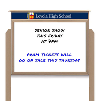 27" x 40" Viewable Area Magnetic White Dry Erase Board Outdoor Message Center with Header and Posts (Single Door)