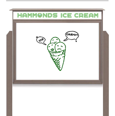 27" x 39" Viewable Area Magnetic White Dry Erase Board Outdoor Message Center with Header and Posts (Single Door)