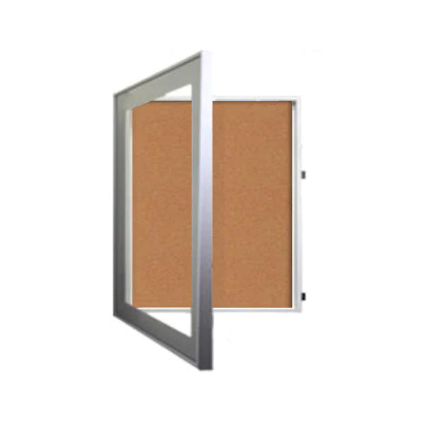 36 x 48 SwingFrame Designer 2 Inch Deep Shadow Box Display Case w Cork Board and Light - Metal Framed