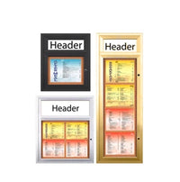 Outdoor Enclosed Menu Cases with Header for 8 1/2" x 11" Portrait Menu Sizes