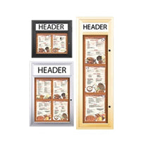 Outdoor Enclosed Menu Cases with Header for 8 1/2" x 11" Portrait Menu (Radius Edge) Sizes