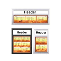 Outdoor Enclosed Menu Cases with Header for 8 1/2" x 14" Portrait Menu Sizes