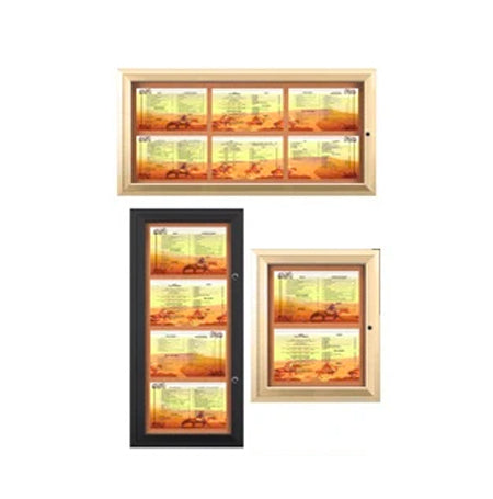 Outdoor Enclosed Menu Cases with Lights for 8 1/2" x 14" Landscape Menu Sizes