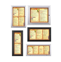 Outdoor Enclosed Menu Cases with Lights for 8 1/2" x 14" Portrait Menu Sizes