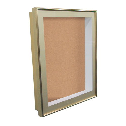 30 x 40 SwingFrame Designer 2 Inch Deep Shadow Box Display Case w Cork Board and Light - Metal Framed