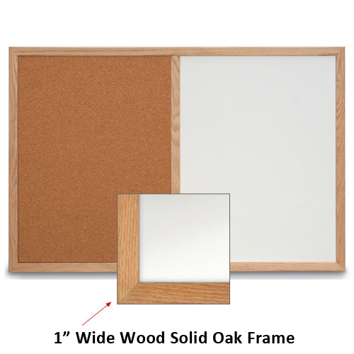30x40 WHITEBOARD / CORK COMBINATION HAS 1" WIDE SOLID OAK FRAME