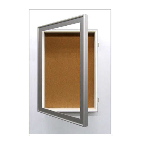 30 x 40 SwingFrame Designer Metal Framed Shadow Box Display Case with Cork Board + 3-inch Deep Usable Interior Cabinet