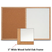 36x72 WHITEBOARD / CORK COMBINATION HAS 1" WIDE SOLID OAK FRAME