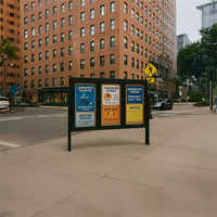 Freestanding 3 Door Enclosed Outdoor Bulletin Boards 72" x 24" with Lights + Posts