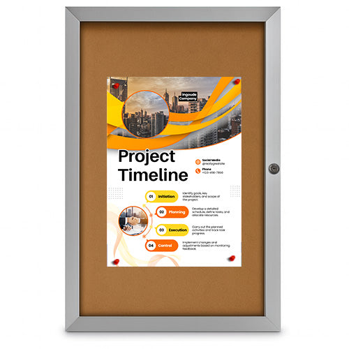 Super Slim Elevator Enclosed Cork Boards 1.25 Inch Deep | Locking Display Cases in 7 Sizes