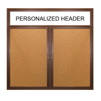 2 DOOR WOOD CORK BOARD 40 x 50 WITH HEADER & LIGHTS (SHOWN IN WALNUT)