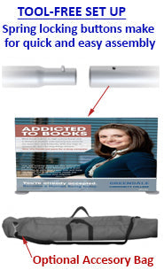 Lightweight, Sturdy 69" W x 48" H Countertop Tension Fabric Banner Display Stand with Two Round Bases