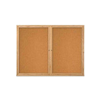 WOOD ENCLOSED 48x60 BULLETIN BOARD WITH 2 DOORS (SHOWN IN LIGHT OAK)
