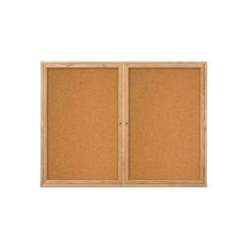 WOOD ENCLOSED 48x60 BULLETIN BOARD WITH 2 DOORS (SHOWN IN LIGHT OAK)