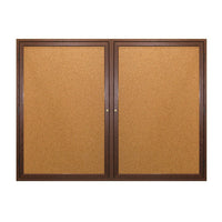 WOOD ENCLOSED 50x40 BULLETIN BOARD WITH 2 DOORS (SHOWN IN WALNUT)
