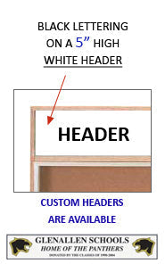 60 x 24 Indoor Enclosed Wood Bulletin Boards with Sliding Glass Doors and Message Header