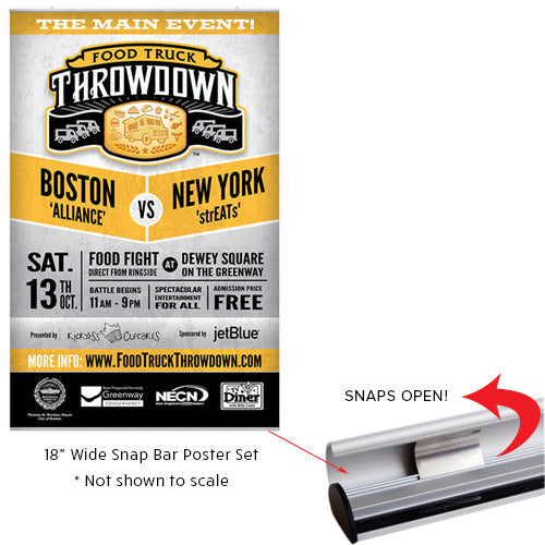 Wall Mount, Ceiling Mount, Fast Change 72" WIDE Snap Bar Set in a Silver Finish - Display at any length Graphic