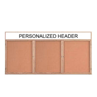 3 DOOR WOOD CORK BOARD 72 x 24 WITH HEADER & LIGHTS (SHOWN IN LIGHT OAK)