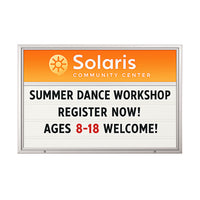 Value Line Outdoor 72x48 Marquee Reader Board with Your Personalized Message Header | Wall Mount Cabinet in 5 Metal Finishes