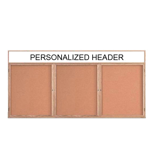 3 DOOR WOOD CORK BOARD 84 x 30 WITH HEADER (SHOWN IN LIGHT OAK)
