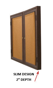Mitered Corners Indoor Wall Cork Bulletin Board 2 Door