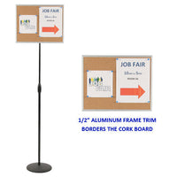 ADJUSTABLE PEDESTAL 14 x 18 CORK BOARD FLOOR STAND