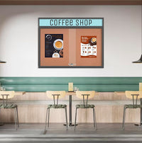Indoor Bulletin Cork Boards 72" x 24" with Personalized Message Header (2 Sliding Glass Doors)