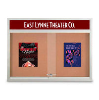 Indoor Bulletin Cork Boards 84" x 48" with Personalized Message Header (3 Sliding Glass Doors)