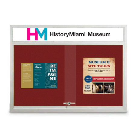 Indoor Bulletin Cork Boards 96" x 48" with Personalized Message Header (3 Sliding Glass Doors)