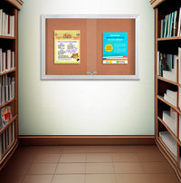 Indoor Enclosed Bulletin Cork Boards 84 x 24 with Sliding Glass Doors (with RADIUS EDGE)