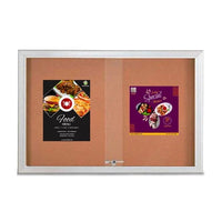Indoor Enclosed Bulletin Cork Boards 84 x 48 with Sliding Glass Doors (with RADIUS EDGE)
