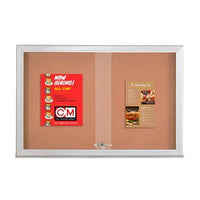 Indoor 2 and 3 Door Bulletin Boards with Sliding Glass Doors | Cabinet with Smooth RADIUS EDGE Corners in 25 Sizes