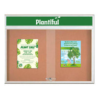 Indoor Bulletin Cork Boards 50x40 with Personalized Header (RADIUS EDGE) (Sliding Glass Doors)