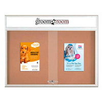 Indoor Bulletin Cork Boards 72x36 with Personalized Header (RADIUS EDGE) (Sliding Glass Doors)
