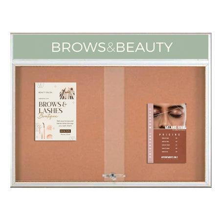Indoor Bulletin Cork Boards 72x48 with Personalized Header (RADIUS EDGE) (Sliding Glass Doors)