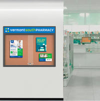 Indoor Bulletin Cork Boards 72x48 with Personalized Header (RADIUS EDGE) (Sliding Glass Doors)