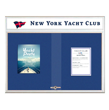 Indoor Bulletin Cork Boards 96x24 with Personalized Header (RADIUS EDGE) (Sliding Glass Doors)